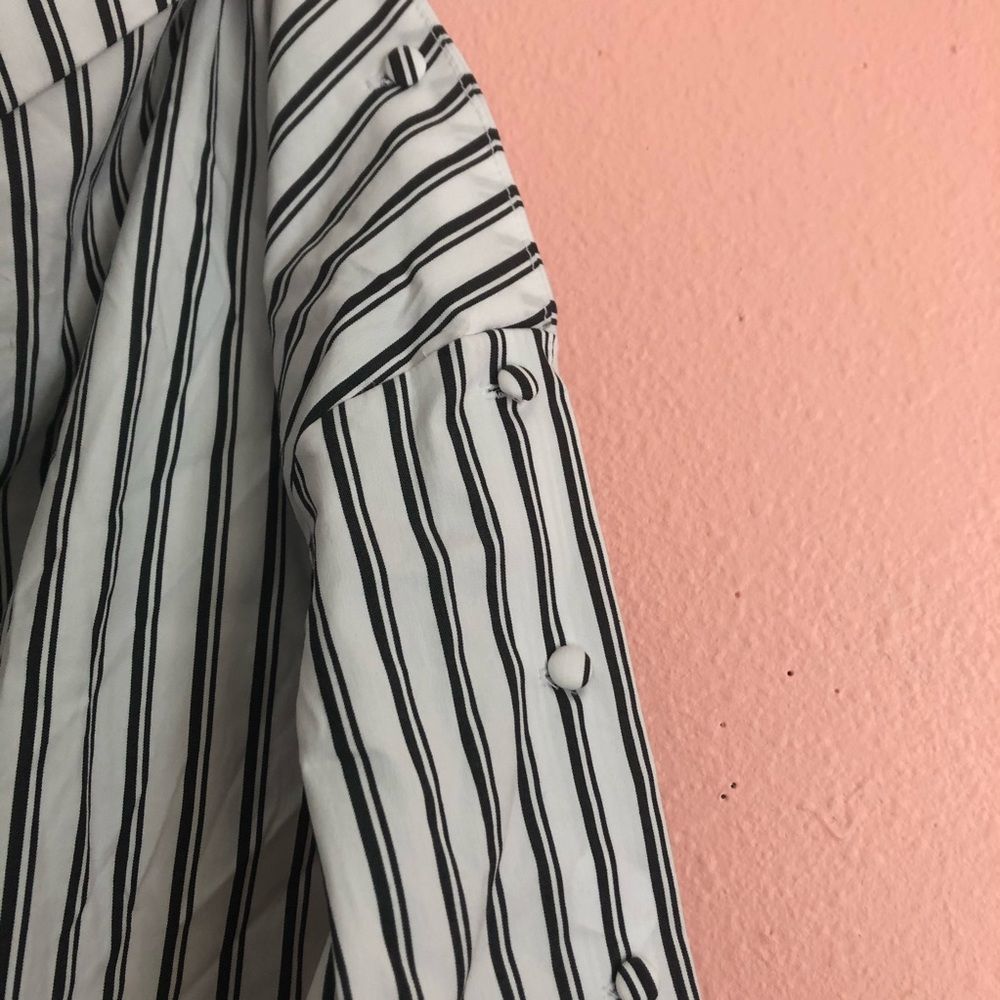 Bar 3 Off the Shoulder Fold Over Striped Blouse - Picture 7 of 7